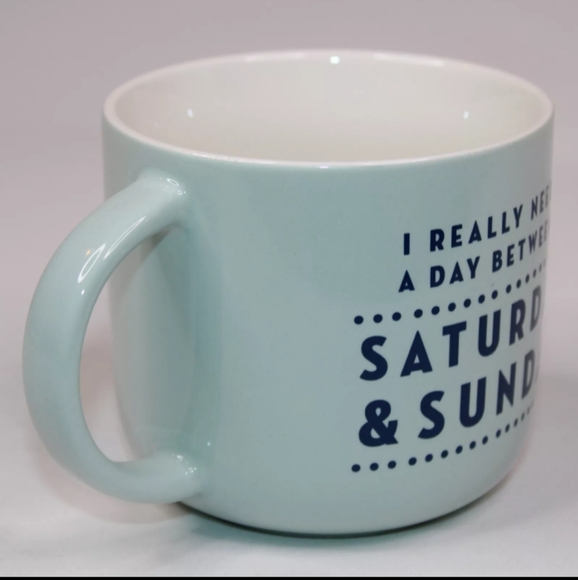 Threshold Stoneware I Really Need a Day Between Saturday & Sunday Blue Mug Cup - Picture 5 of 9